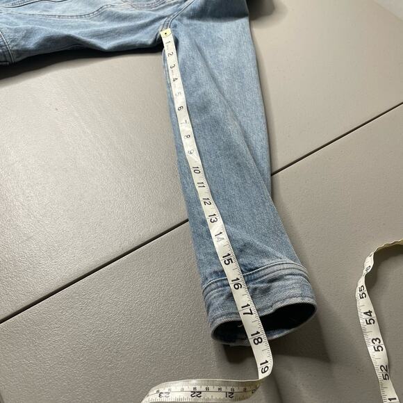 Chaps Vintage Cropped Trucker Denim‎ Jacket Embroidery Detail Collared Blue M - Picture 11 of 11